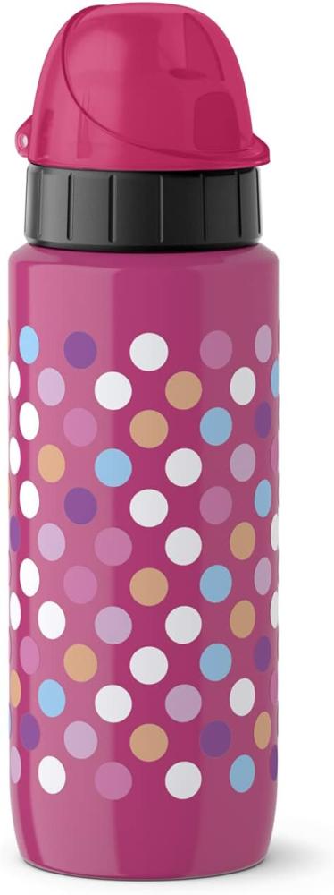 Emsa Drink2Go Light Steel Trinkflasche Dots, Trink Flasche, Getränkeflasche, Outdoorflasche, Edelstahl / Kunststoff, Pink, 600 ml, 518364 Bild 1
