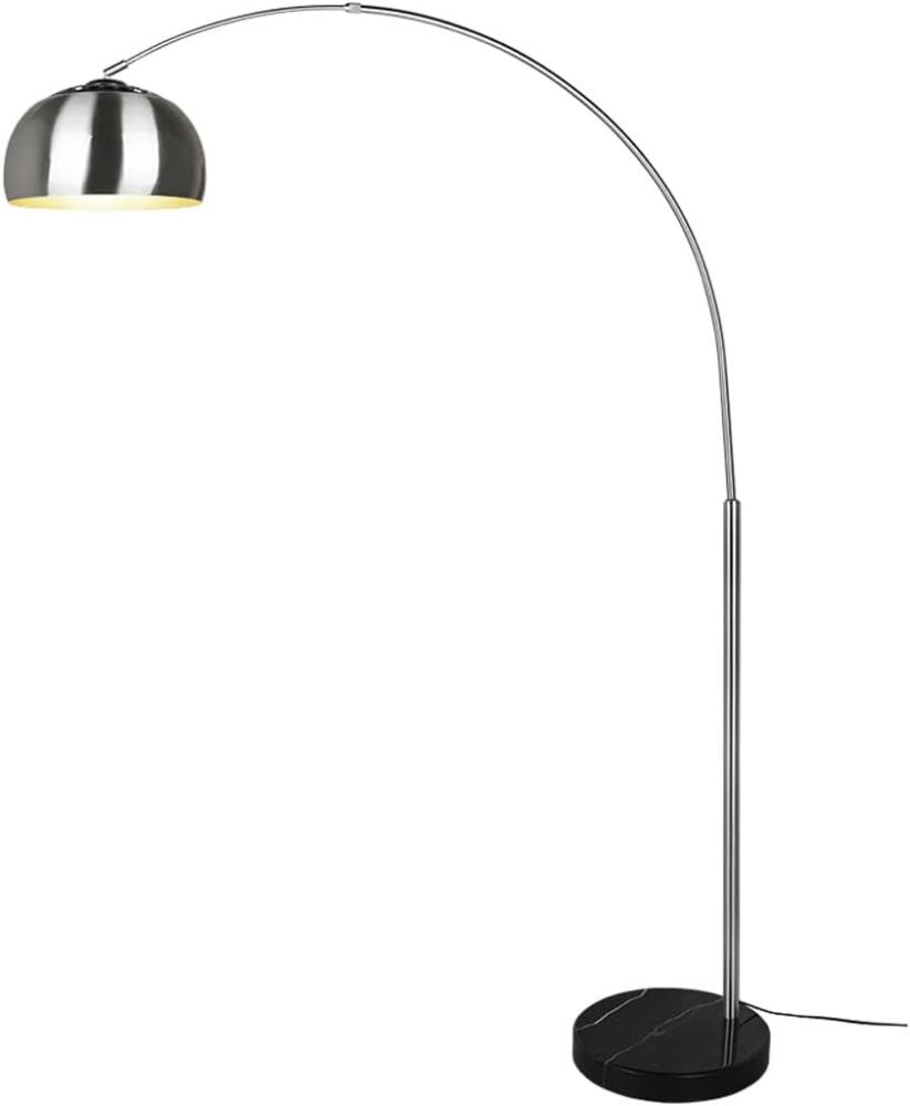 LED Bogenlampe Silber matt Marmorfuß Schwarz große Ausladung, Höhe 200cm Bild 1