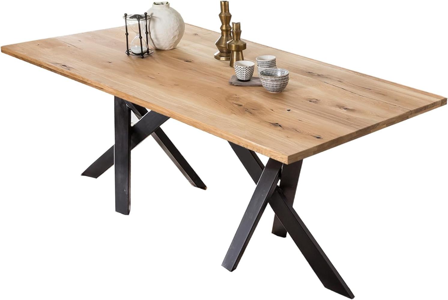 Tisch 220x100cm Wildeiche Metall Holztisch Esstisch Speisetisch Küchentisch Bild 1