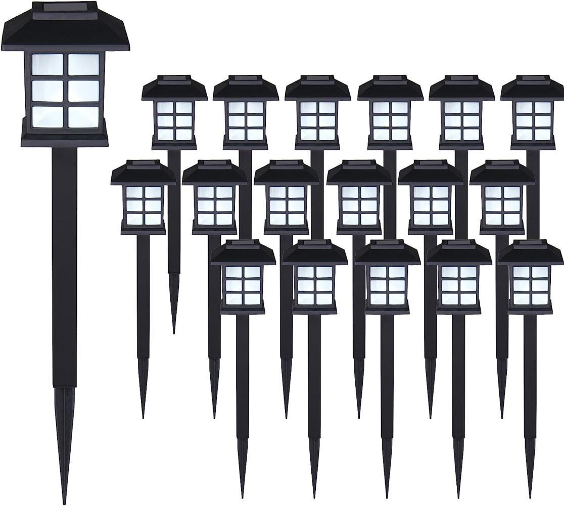LED Solarleuchte Dämmerungssensor 18er-Set wetterfest und robust Gartenleuchte schwarz Bild 1