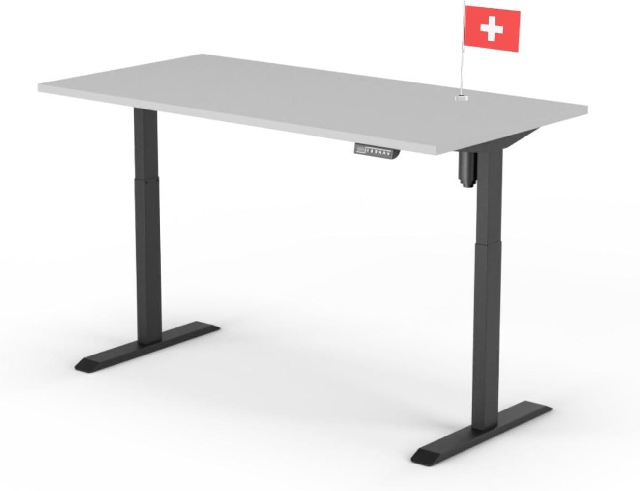 elektrisch höhenverstellbarer Schreibtisch ECO 160 x 80 cm - Gestell Schwarz, Platte Grau Bild 1