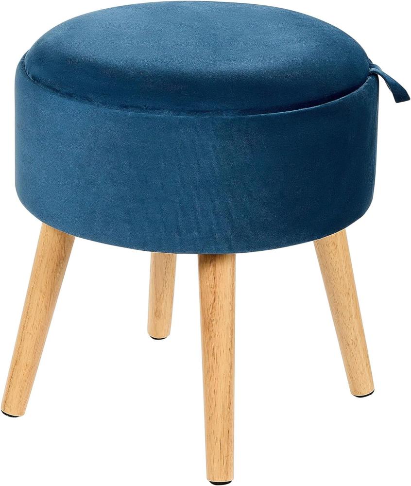 Hocker mit Stauraum Samtstoff Holz marineblau NEELY Bild 1