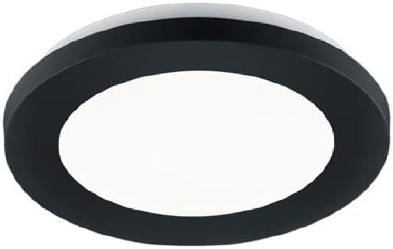 Dimmbare LED Deckenleuchte CAMILLUS flache Badezimmerlampe Ø17cm schwarz IP44 Bild 1