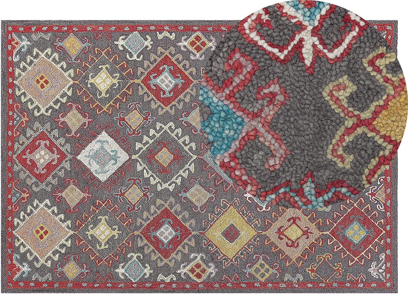 Teppich Wolle mehrfarbig 140 x 200 cm Kurzflor FINIKE Bild 1