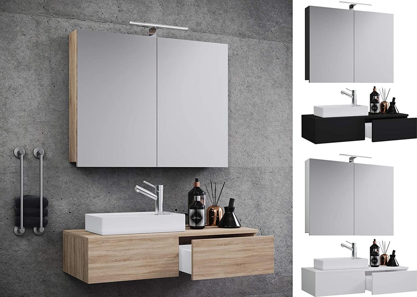 Gudas Bad Möbel Set Waschbecken Unterschrank Wandspiegel Badezimmer Waschtisch Bild 1