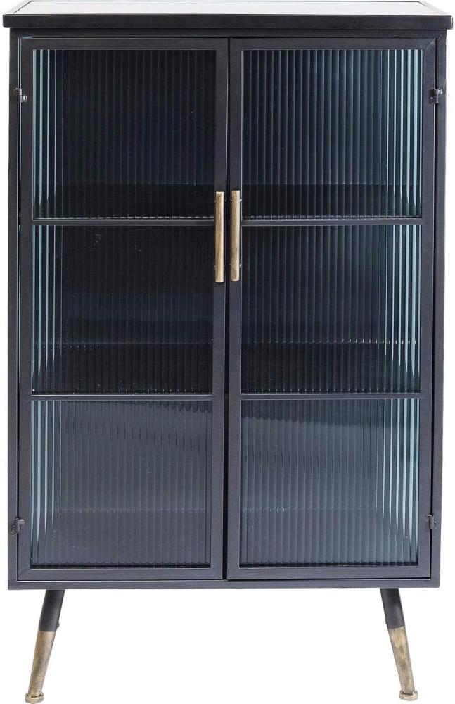 Kare Design Hochschrank La Gomera 2 Türen, edler Hochschrank mit Glastüren mit Griffen und Füßen in der Farbe Gold, dunkler Schrank, weitere Ausführungen erhältlich, (H/B/T) 120 72 38 Bild 1
