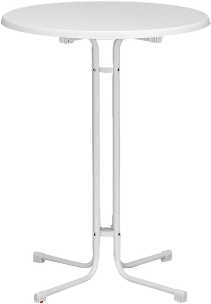 Stehtisch Ø 70x110 cm, weiß, klappbar Stahlrohrgestell Bild 1