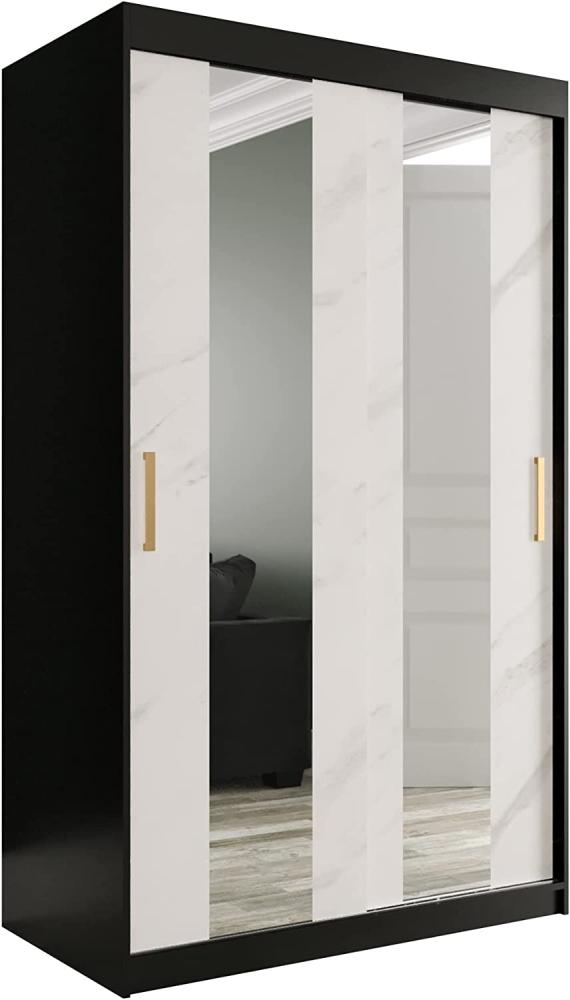 Kleiderschrank Kamoga Pole 120 (Schwarz / Marmor Weiß + Gold, ohne Schubladen) Bild 1