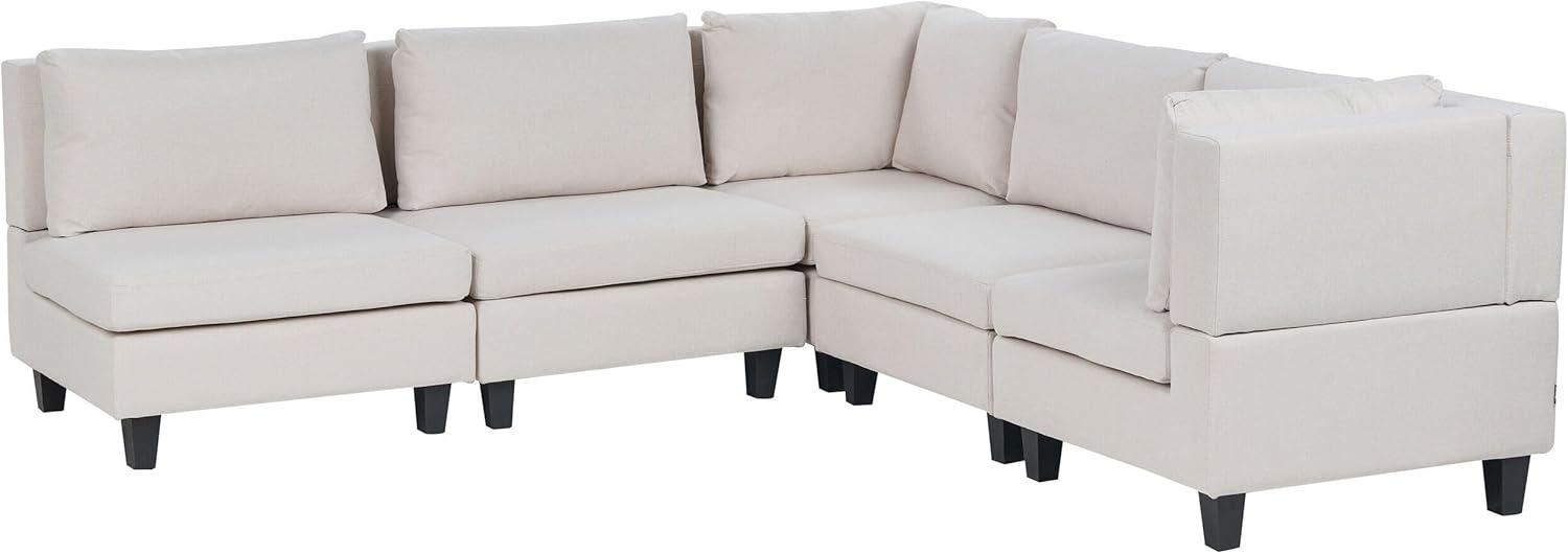 5-Sitzer Ecksofa Leinenoptik hellbeige linksseitig UNSTAD Bild 1