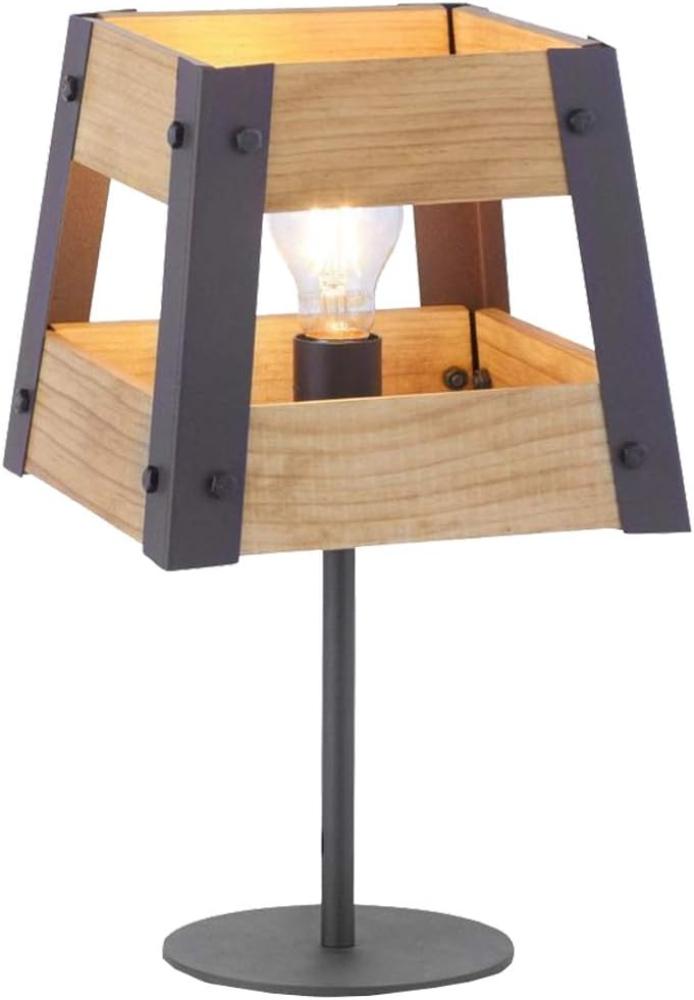 RGB LED Tischleuchte, Holz, Eisen, braun-schwarz, Höhe 40 cm Bild 1