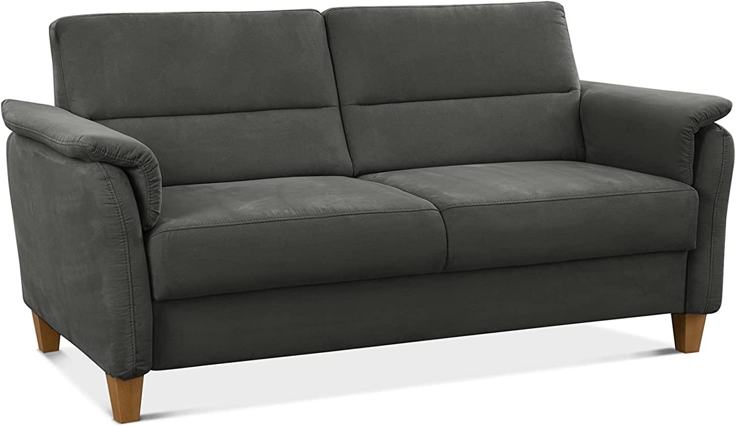 CAVADORE 3er-Sofa Palera mit Federkern / Kompakte Dreisitzer-Couch im Landhaus-Stil / passender Sessel und Hocker optional / 179 x 89 x 89 / Mikrofaser, Grau Bild 1