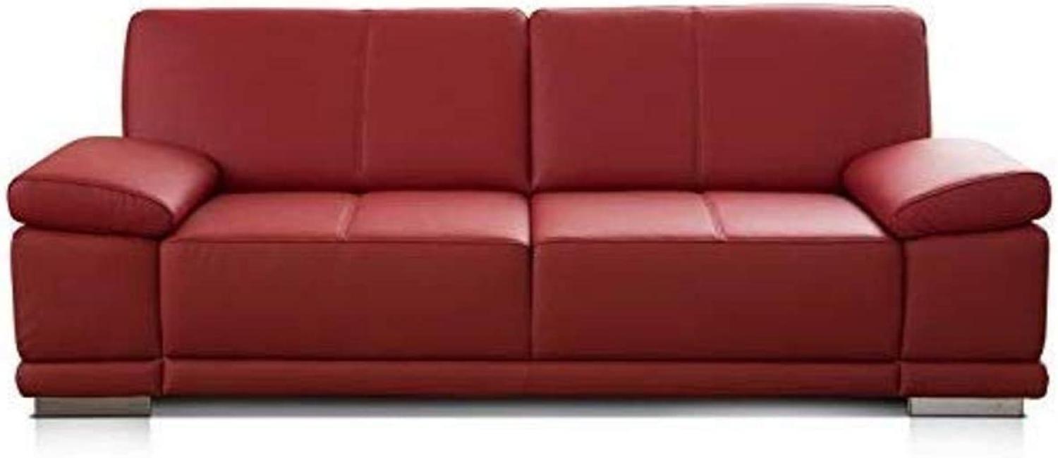 CAVADORE 2,5-Sitzer Sofa Corianne / Kleine Echtleder-Couch im modernen Design / Mit Armteilverstellung / 192 x 80 x 99 / Echtleder rot Bild 1