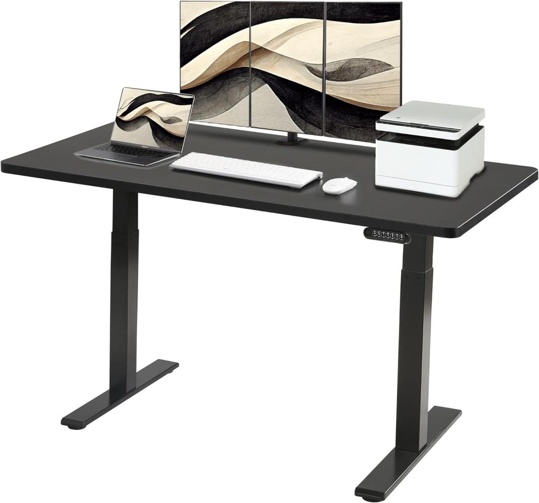 E.For.U® höhenverstellbarer Schreibtisch 180x80 cm, 2 Motoren, elektrisch höhenverstellbares Tischgestell mit 2-Fach-Teleskop, Memory-Steuerung (Schwarz), DT20L mit Tischplatte (Schwarz) Bild 1