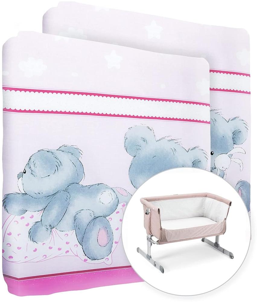 Baby Comfort Spannbetttuch für Kinderbett, 100 % Baumwolle, für 83 x 50 cm, Mika Pink, 2 Stück Bild 1