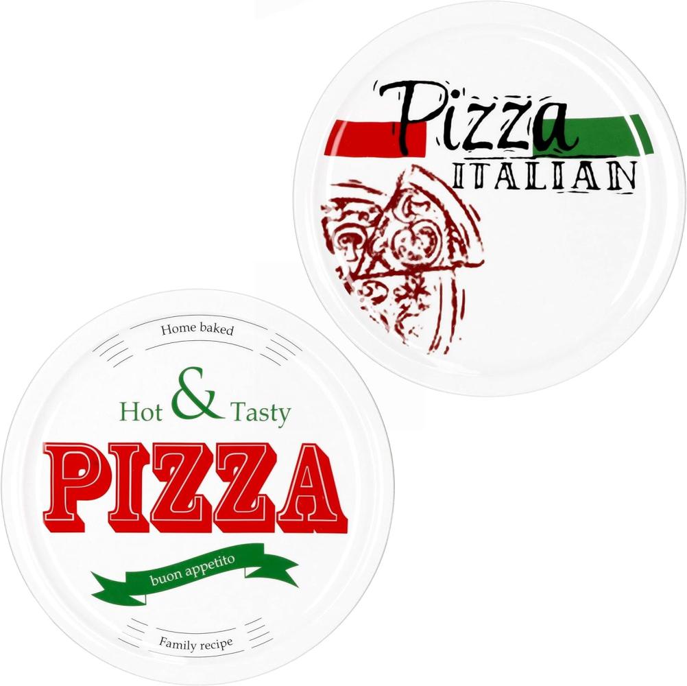 2er Set Pizzateller Pizza Italian & Hot and Tasty Ø 30cm weiß Pizza XL-Teller Bild 1