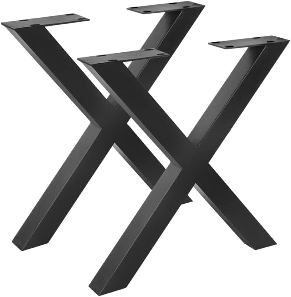SAM Tischgestell in X-Form, 2er Set, Roheisen lackiert, schwarz, X-Gestell aus Metall für Holztische, 70 x 10 x 74 cm, Gestell für DIY-Projekte Bild 1