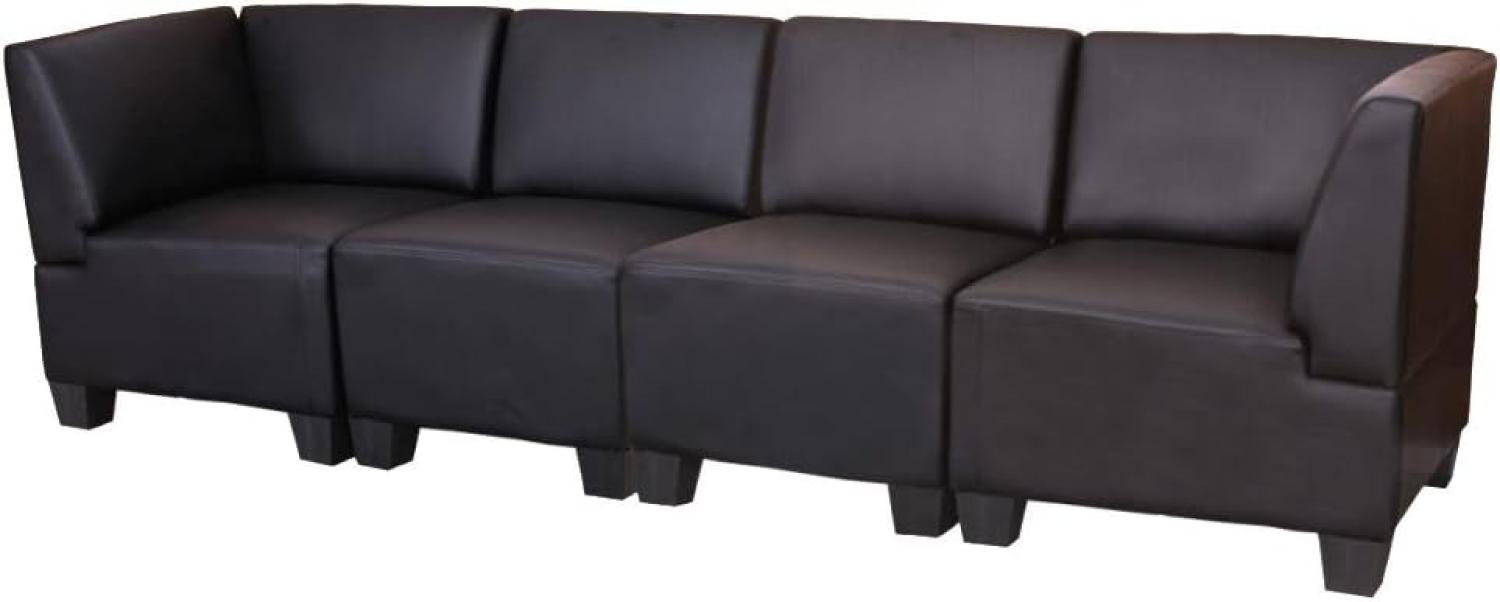 Modular 4-Sitzer Sofa Couch Lyon, Kunstleder ~ schwarz, hohe Armlehnen Bild 1