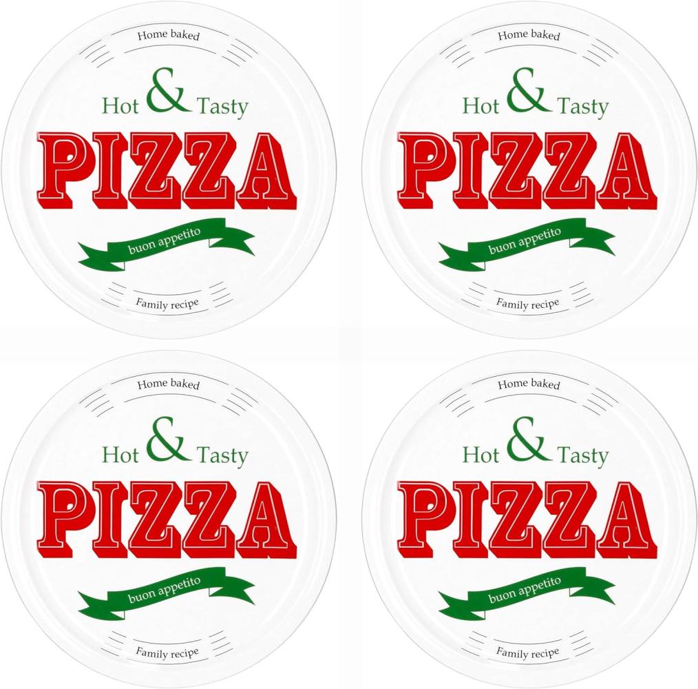 4er Set Pizzateller Hot & Tasty rot / grün Ø 30,5 cm weiß Pizza XL-Teller Platte Bild 1