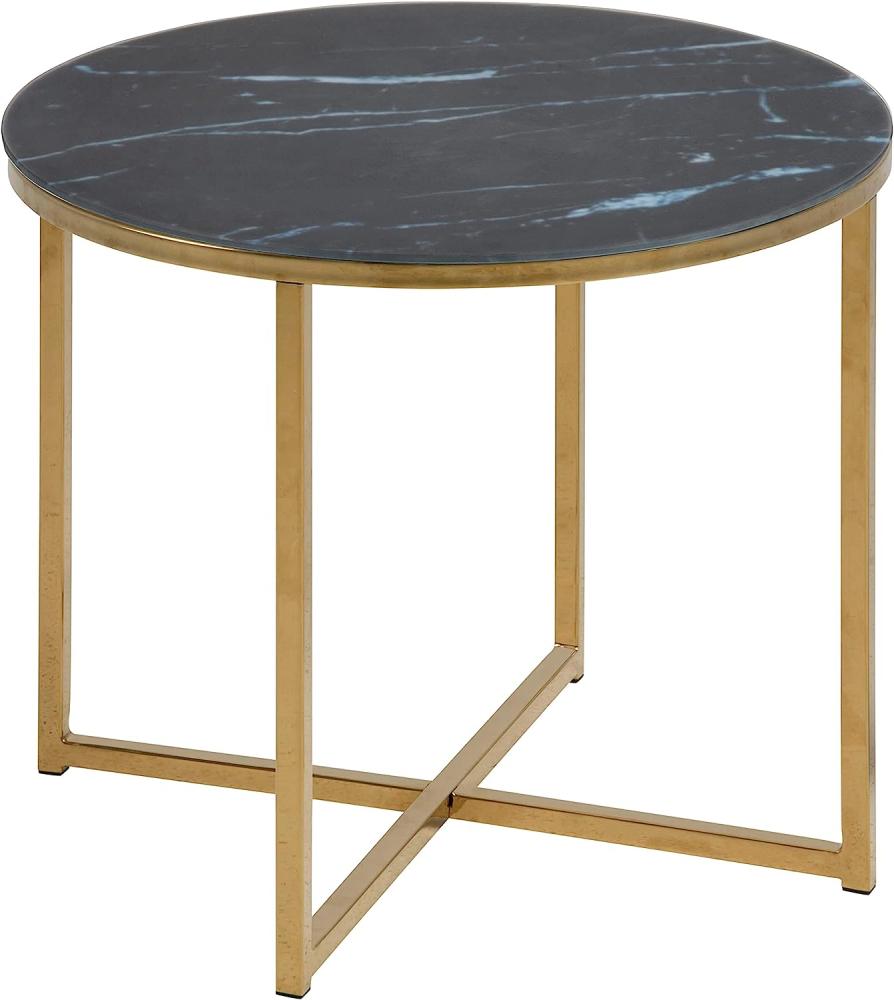 Alisma Ecktisch Ø50 schwarz Marmordruck Tisch Beistelltisch Couchtisch Sofatisch Bild 1