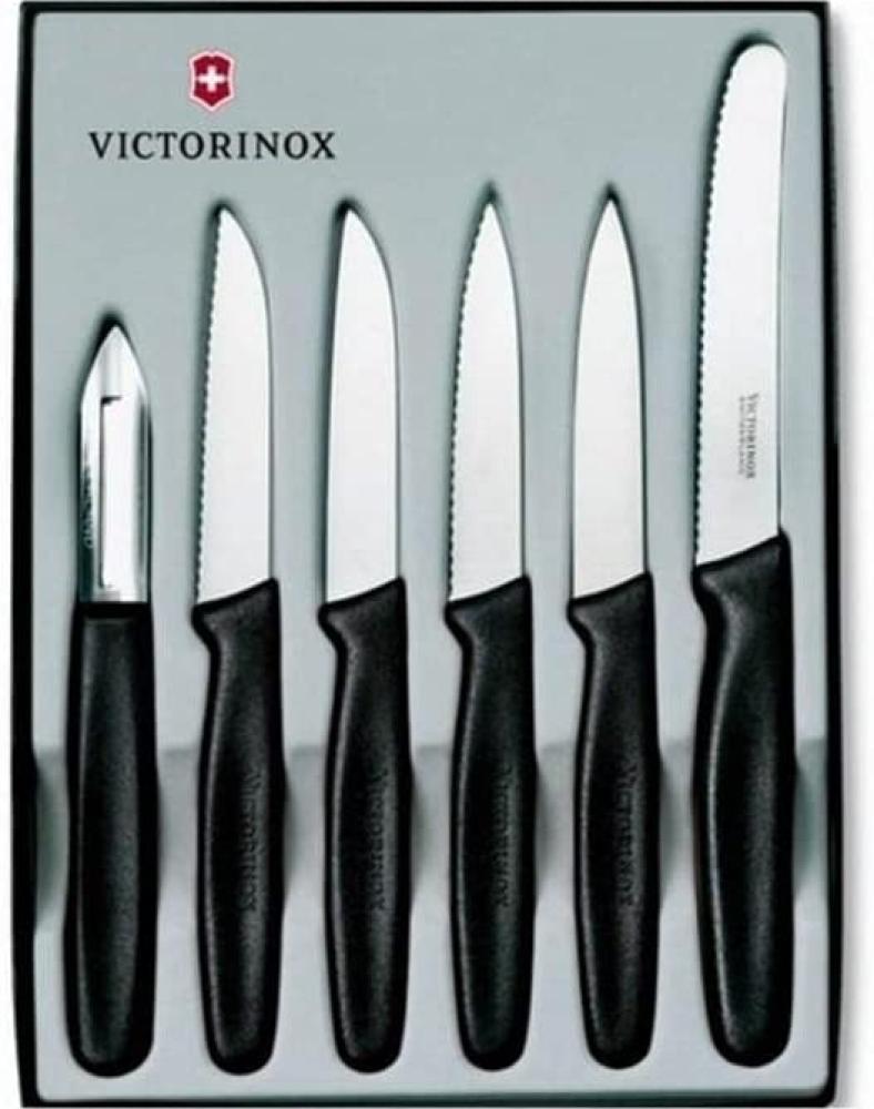 Victorinox 6-teiliges Küchenmesser-Set für Gemüse (Sparschäler, Gemüsemesser, Spülmaschinengeeignet) schwarz Bild 1