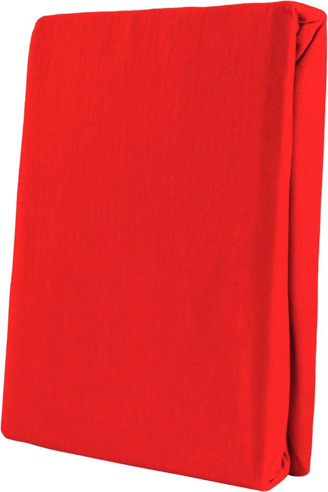 Leonado Vicent - Classic Spannbettlaken Bettlaken 100% Baumwolle Jersey Spannbetttuch in vielen Farben & Größen, Maße Spannbettlaken:200 x 200 cm - 200 x 220 cm, Farbe Spannbettlaken:Rot Bild 1