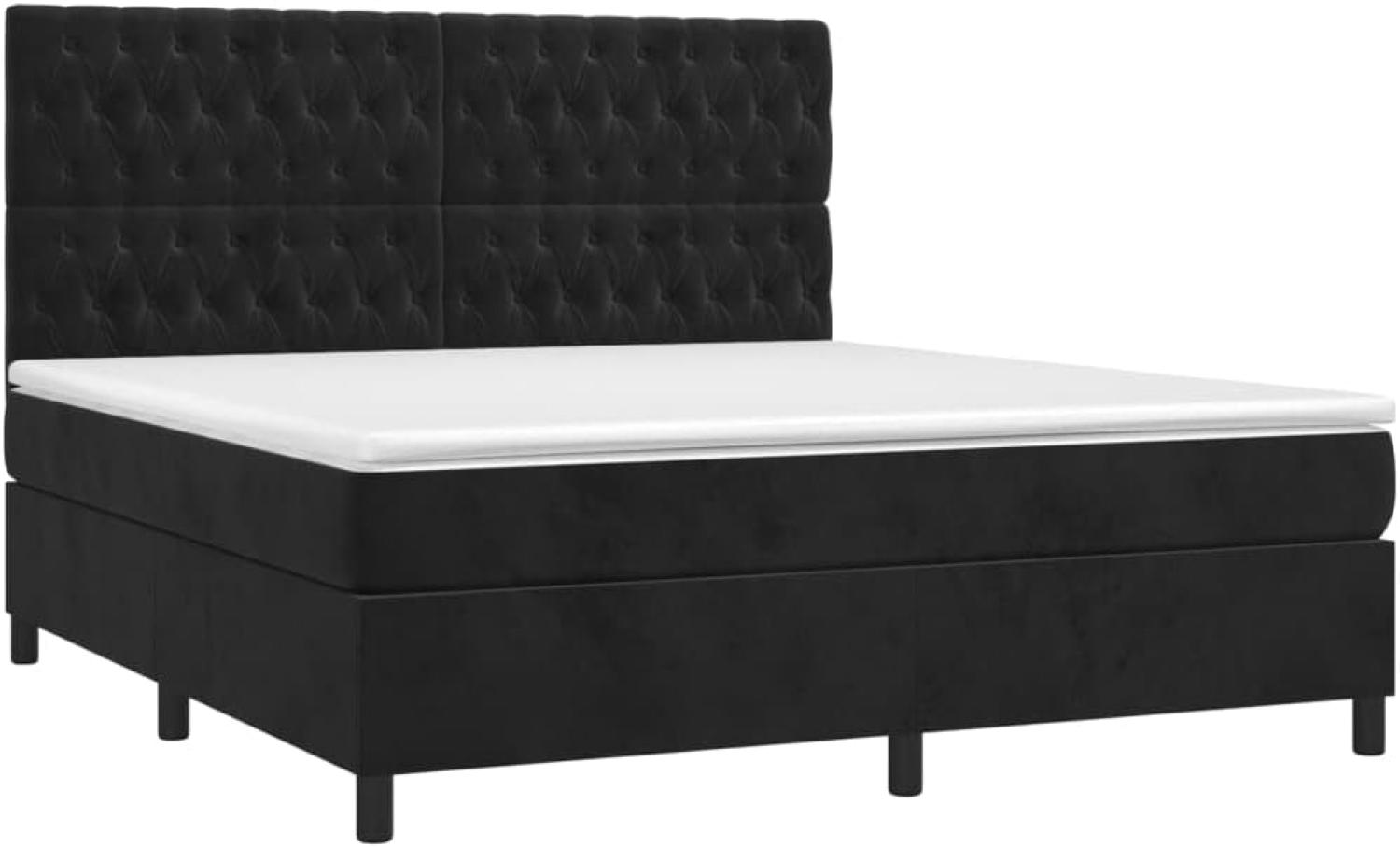 vidaXL Boxspringbett mit Matratze & LED Schwarz 160x200 cm Samt Bild 1