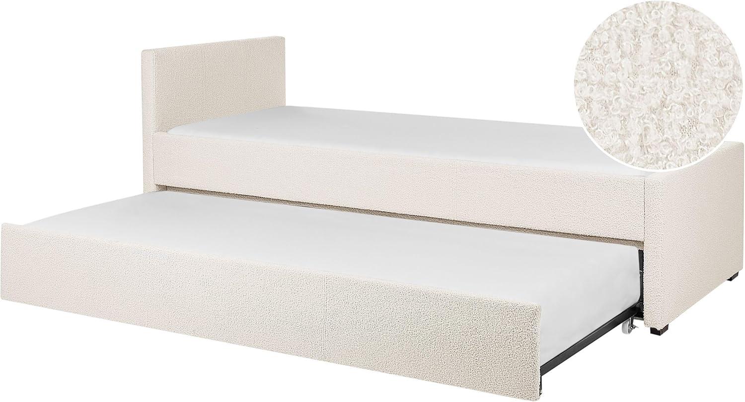 Tagesbett ausziehbar Bouclé hellbeige Lattenrost 80 x 200 cm MARMANDE Bild 1