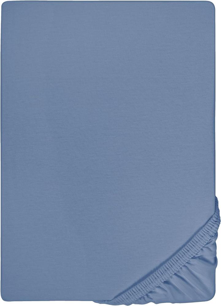 Biberna Feinjersey Spannbettlaken Spannbetttuch 180x200 cm - 200x200 cm Ozeanblau Bild 1