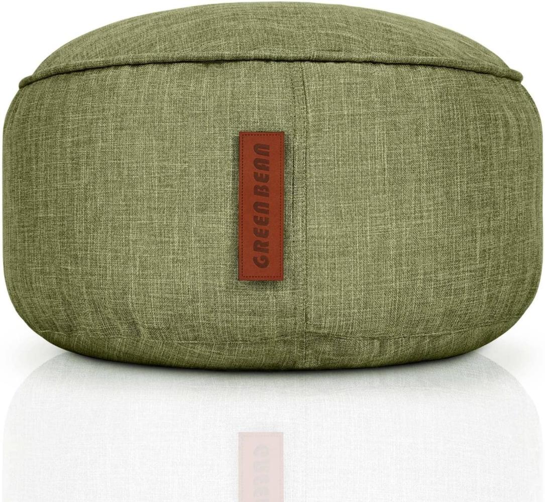 Green Bean© Sitzsack-Hocker "Home Linen" 45x25cm mit EPS-Perlen Füllung - Sitz-pouf für Sitzsäcke - Fußablage Sitzkissen Sitzhocker Grün Bild 1