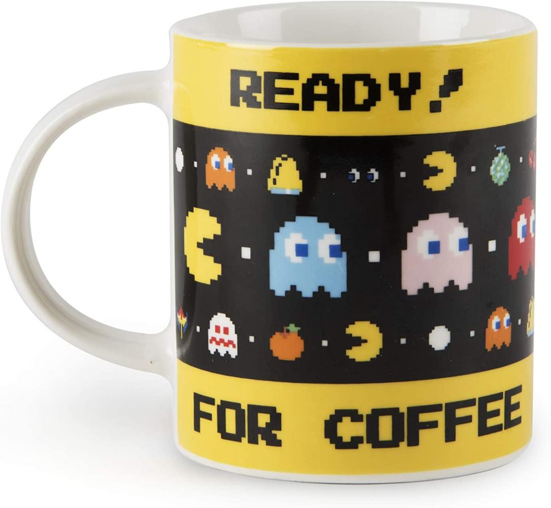 Excelsa Pac Man Mug, Porzellan, Weiß mit dekorativen Verzierungen Ready for Coffee Bild 1