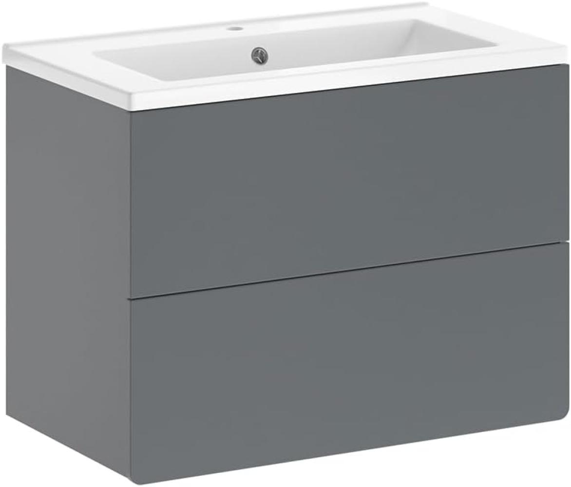 Vicco Badmöbel-Set Izan Grau modern Waschtischunterschrank Waschbecken Bild 1