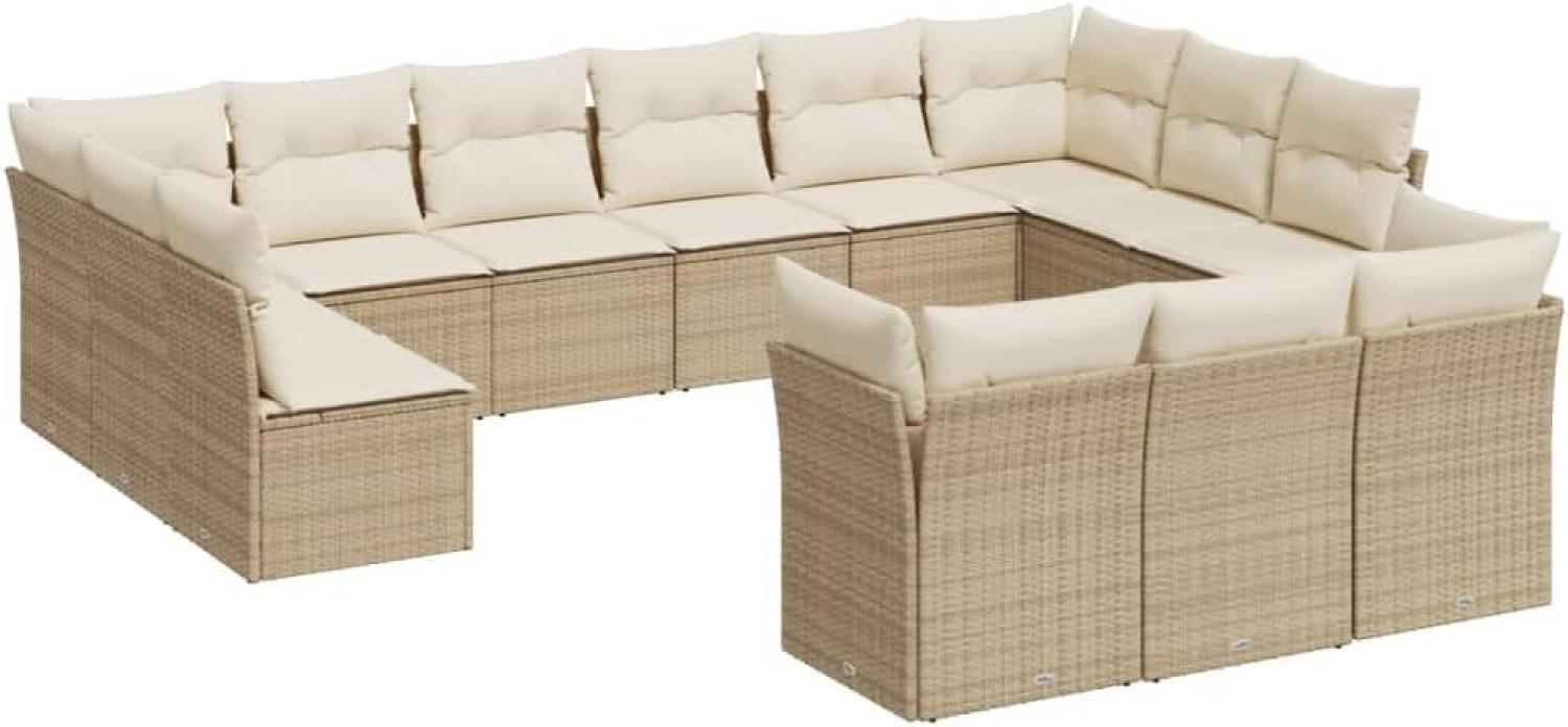 vidaXL 13-tlg. Garten-Sofagarnitur mit Kissen Beige Poly Rattan Bild 1