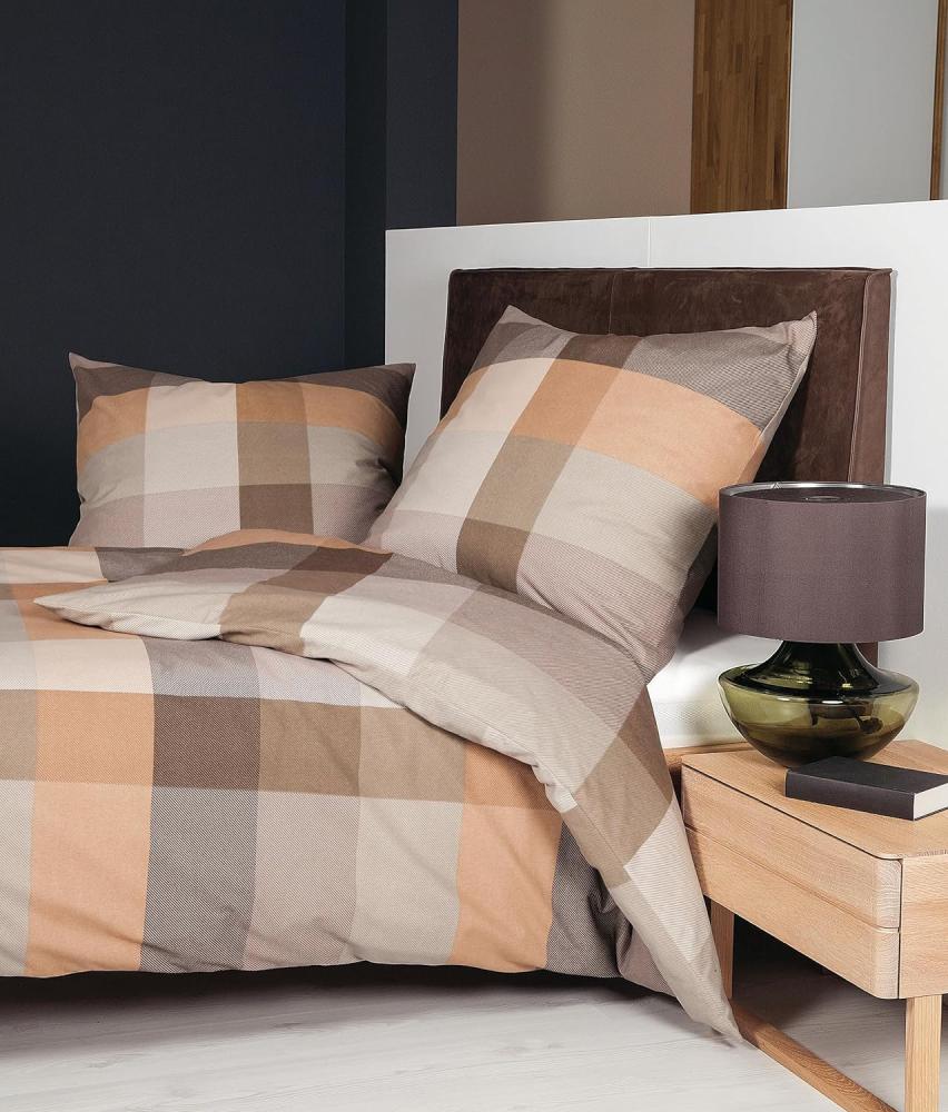 Janine Biber Bettwäsche Davos 155x220 Karo beige karamell braun sand 65131-07 Bild 1