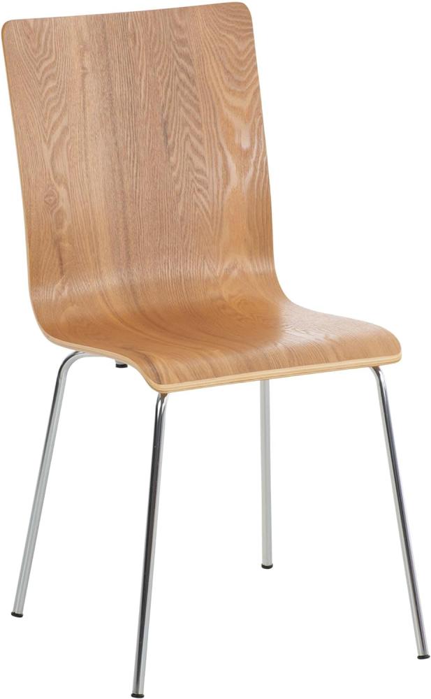CLP Wartezimmerstuhl Pepe mit ergonomisch geformten Holzsitz und Metallgestell I Konferenzstuhl I erhältlich, Farbe:Eiche Bild 1