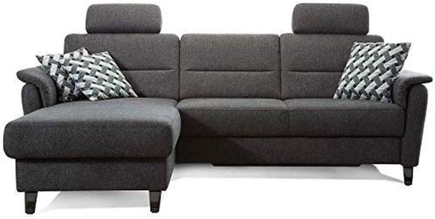Cavadore Ecksofa Palera mit Federkern / L-Form Sofa mit Longchair links / 244 x 89 x 164 / Stoff Dunkelgrau Bild 1