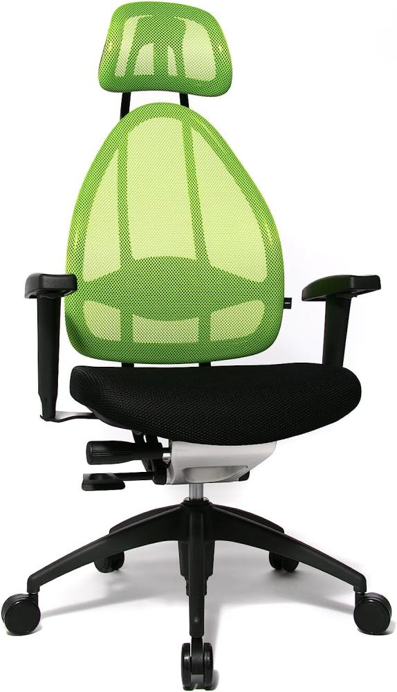 Topstar Open Art 2010 ergonomischer Bürostuhl, Schreibtischstuhl, inkl. höhenverstellbare Armlehnen, Rückenlehne und Kopfstütze, Stoff schwarz/ grün Bild 1