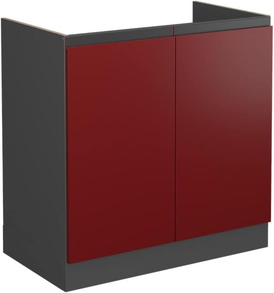 Vicco Spülenunterschrank Küchenschrank Küchenmöbel R-Line J-Shape 80 cm modern (Anthrazit-Rot) Bild 1