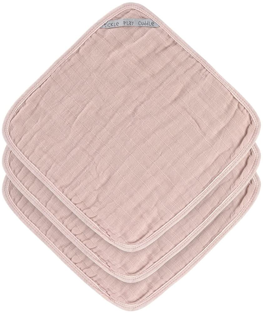 LÄSSIG Muslin Waschlappen Baumwolle 3er Set/Wash Cloth powder pink Bild 1