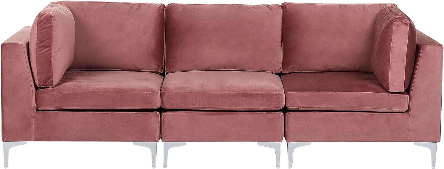 3-Sitzer Modulsofa Samtstoff rosa mit Metallbeinen EVJA Bild 1