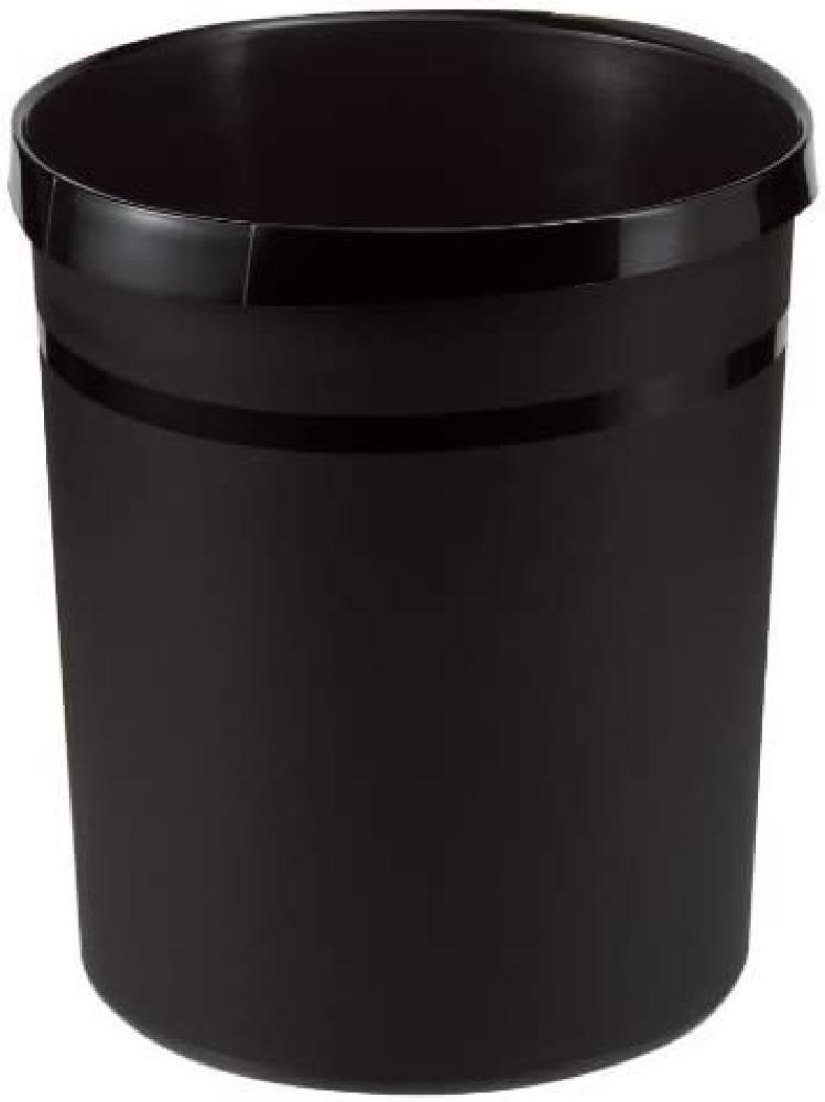Papierkorb GRIP - 18 Liter, rund, 2 Griffmulden, extra stabil, schwarz Bild 1