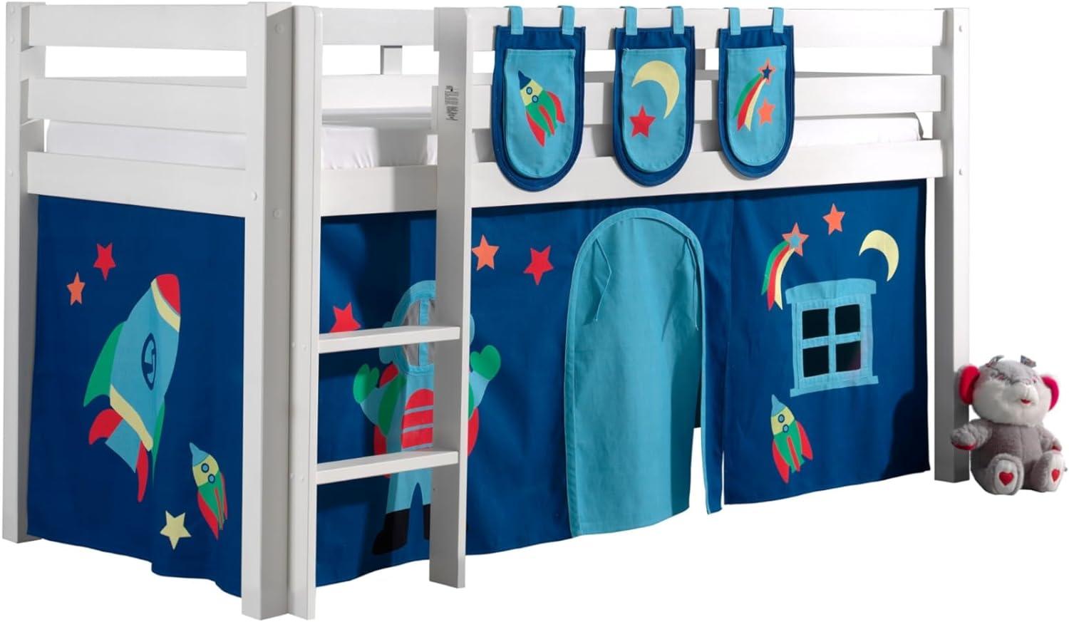 Spielbett Pino mit Textilset Vorhang und 3 Taschen "Astro" Bild 1