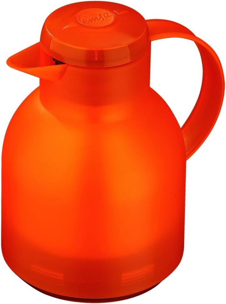 Emsa Samba Isolierkanne 504234 | 1 Liter | Quick Press Verschluss | 100% dicht | 12h heiß, 24h kalt | Transluzent Orange Bild 1