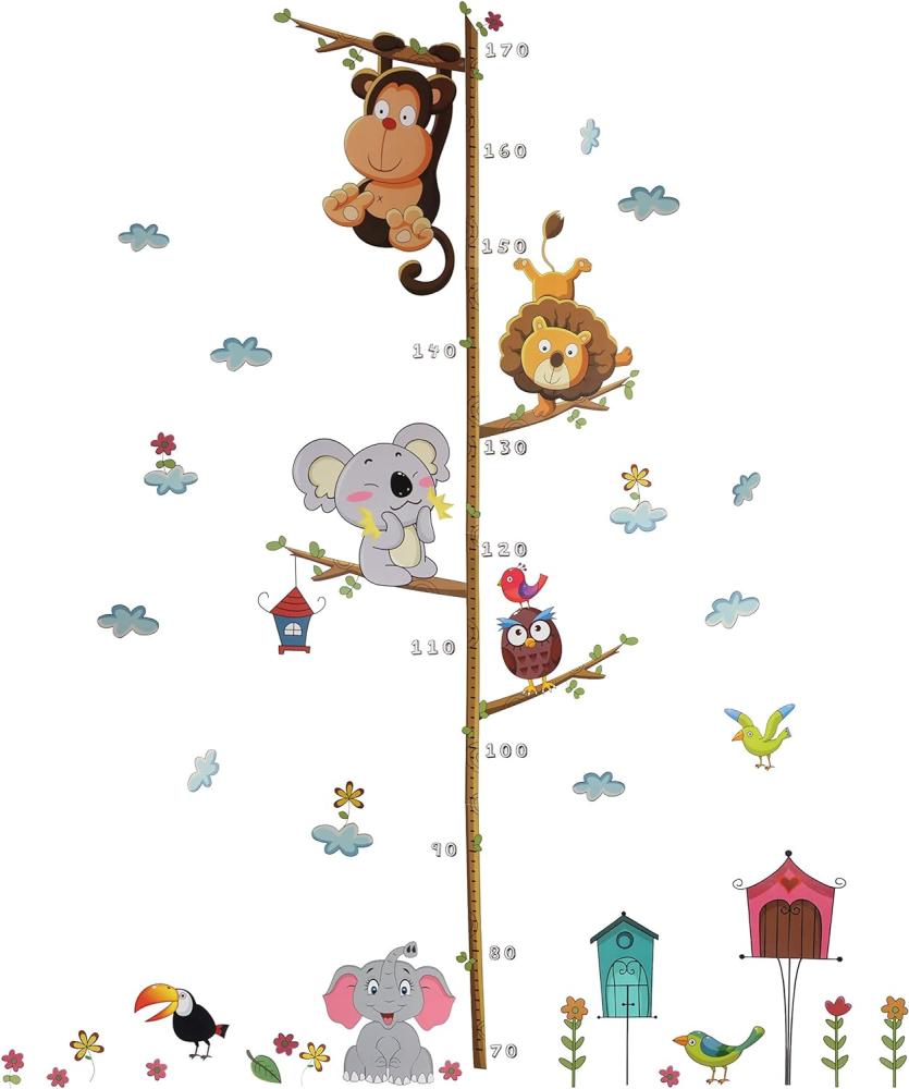 Xingsky Wandtattoo Kinderzimmer,Messlatte Wandsticker, Messen Aufkleber Wandaufkleber Babyzimmer Elefant Tiere Dschungel Affen für Wohnzimmer Schlafzimmer Kinderzimmer Bild 1