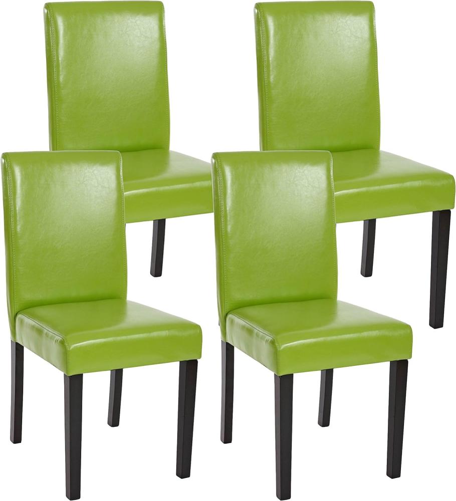 4er-Set Esszimmerstuhl Stuhl Küchenstuhl Littau ~ Kunstleder, grün, dunkle Beine Bild 1