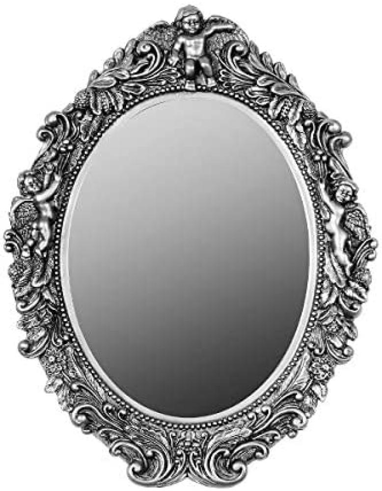 Ovaler Spiegel Mogallal Holz Silber Bild 1