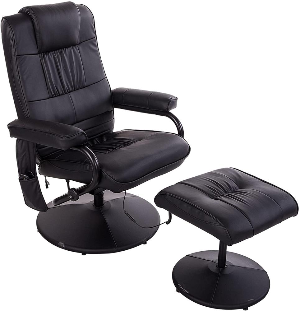 HOMCOM Massagesessel Relaxsessel Fernsehsessel TV Sessel mit Massagefunktion inkl. Hocker Kunstleder Schwarz 77 x 84 x 95 cm Bild 1