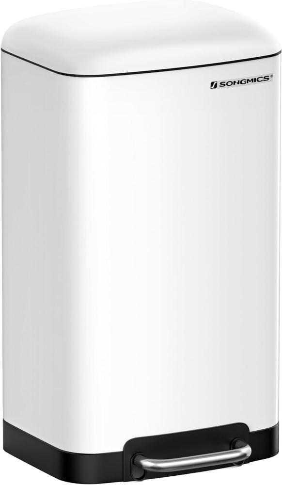 'LTB01W' Mülleimer mit Inneneimer und Deckel, Softclose, luftdicht, Stahl, weiß, 30 Liter Bild 1