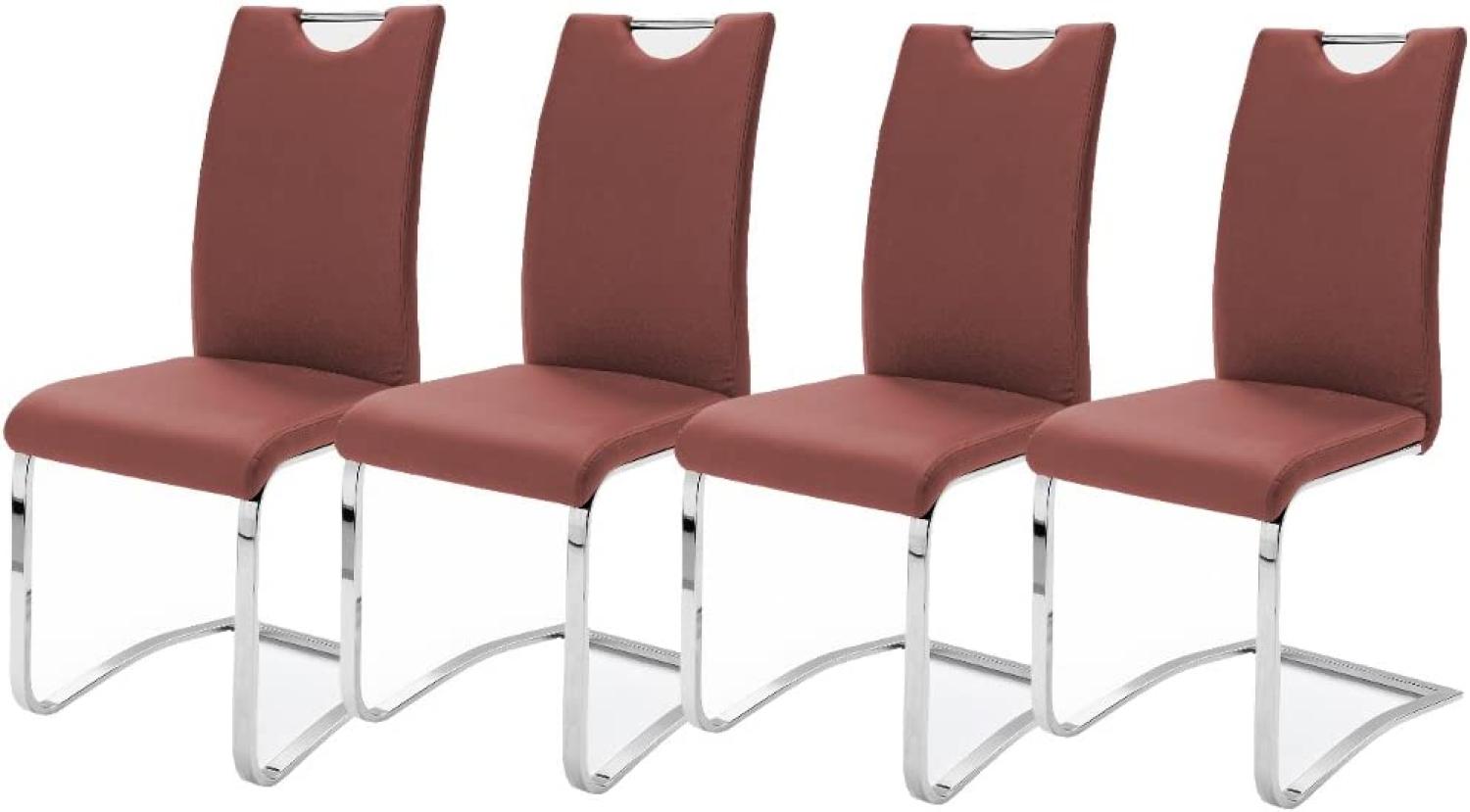 Robas Lund Esszimmerstühle 4er set, Schwingstuhl belastbar bis 120 kg, Stuhl Rot, Komfortsitzhöhe 47 cm Bild 1