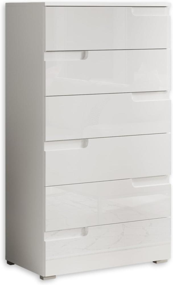 SPICE Kommode in Hochglanz Weiß - Modernes Sideboard mit viel Stauraum für Ihren Wohnbereich - 65 x 119 x 40 cm (B/H/T) Bild 1