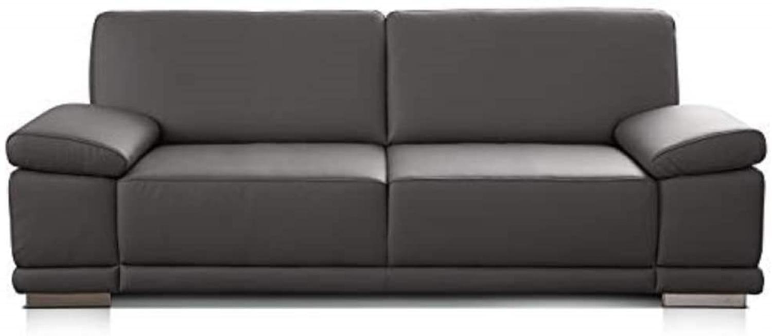 CAVADORE 3,5-Sitzer Sofa Corianne in Kunstleder / Große Leder-Couch in hochwertigem Kunstleder und modernem Design / Mit Armteilfunktion / 248 x 80 x 99 / Kunstleder grau Bild 1